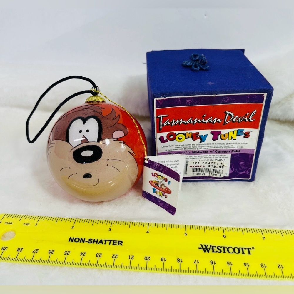 VTG NOS NWT 1996 Looney Tunes Tasmanian Devil Reverse Painting Inside Glass Bulb